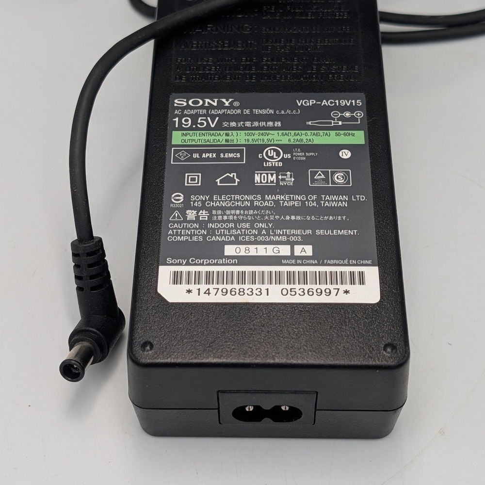 Sony VGP-AC19V15 AC Adapter 19.5V 6.2A Laptop Power Supply Brick-Only Black